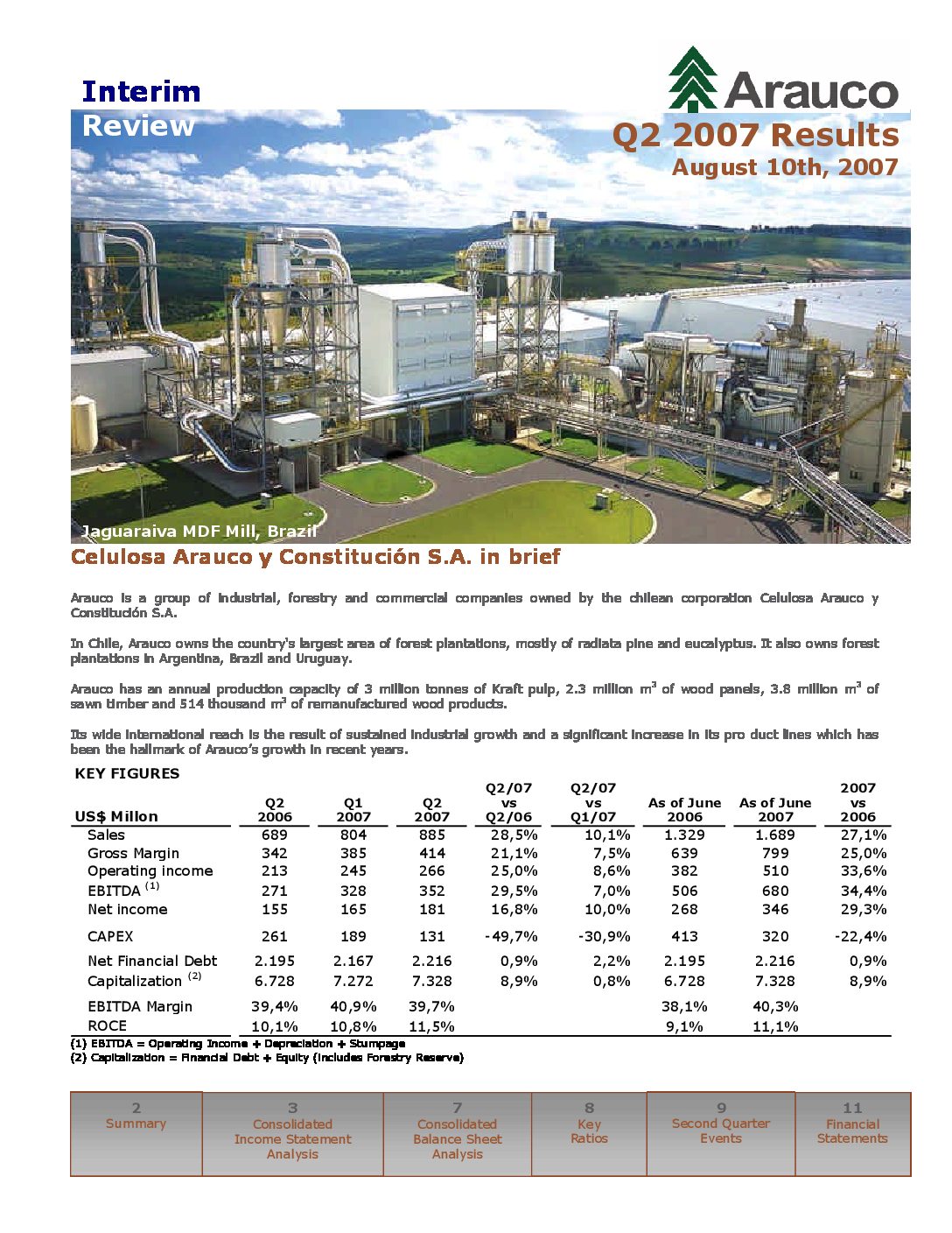 Quarterly Report 2nd Quarter - Arauco Argentina