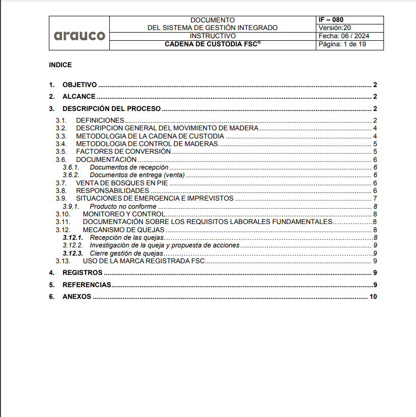 Cadena de Custodia FSC® (IF-080 - 20 - IF-080)