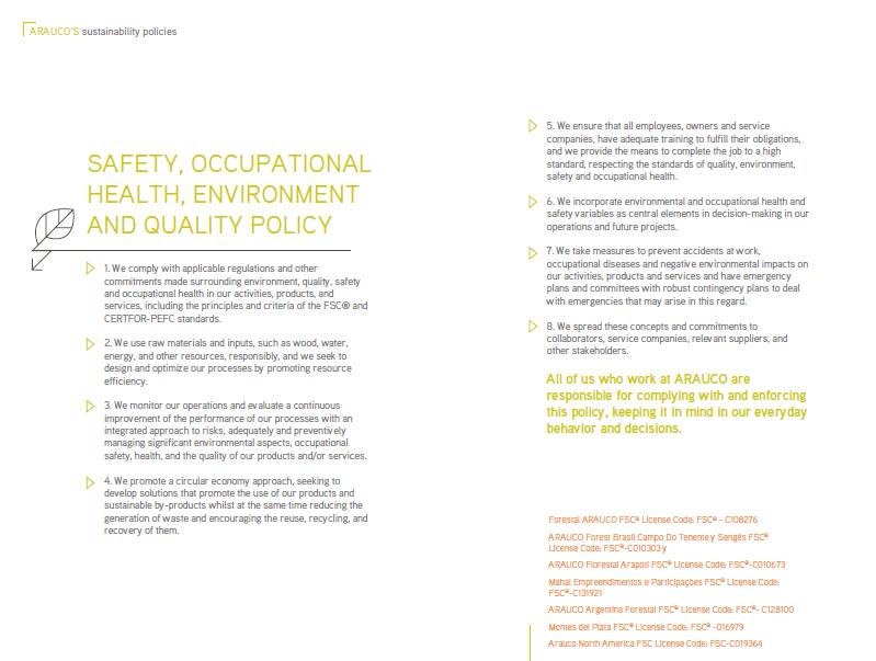 Safety, Occupational Health, Environment And Quality Policy